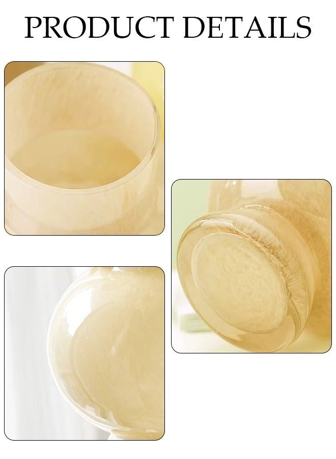 DURKU Modern Irregularity Hollow Clear Glass Flower Vase Yellow for Table Centerpiece Wedding Dining Living Room Office House Decoration - Image 3